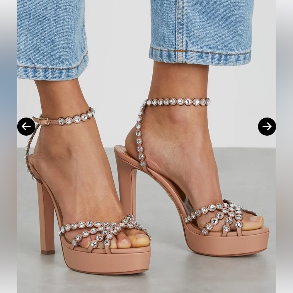Aquazzura Tequila Plateau 120 Embellished Leather Sandals - Picture 12 of 12